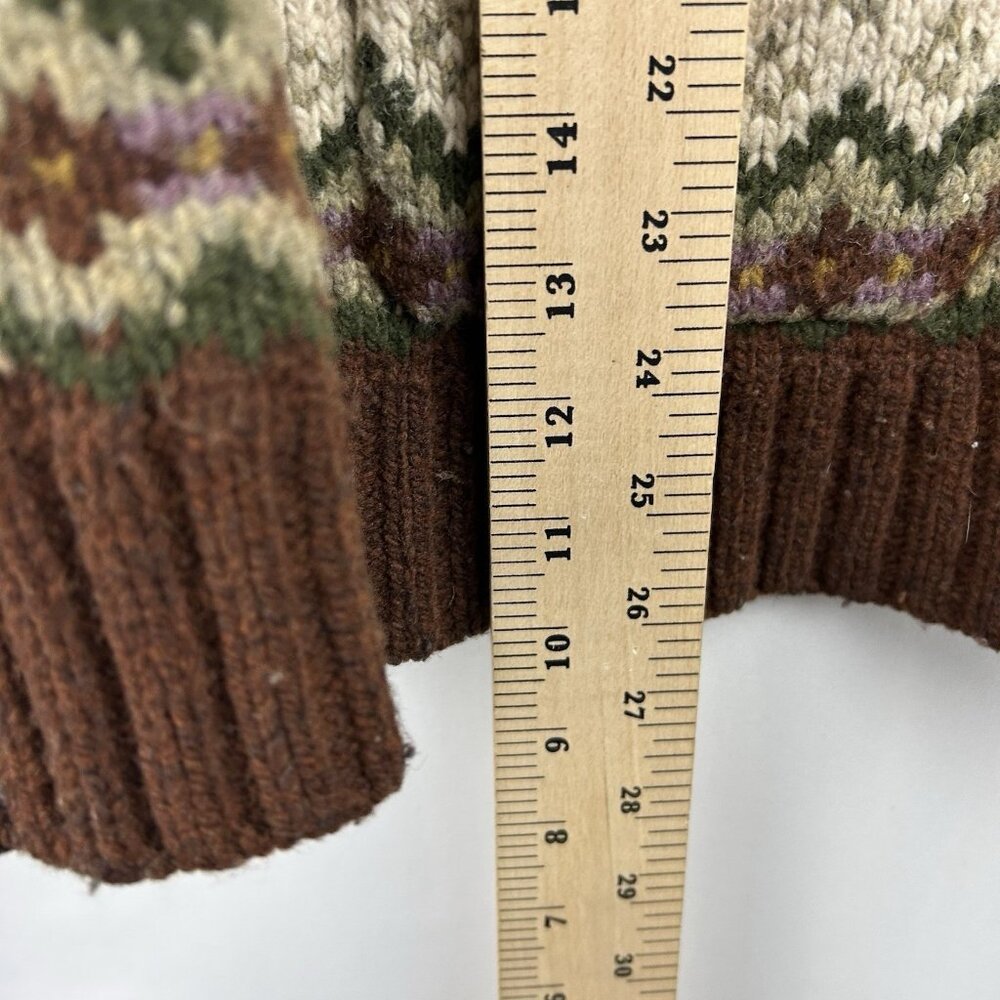 Eddie Bauer XL Womens Cardigan Sweater Wool Blend Fair Isle Shawl Collar VTG - Picture 4 of 16
